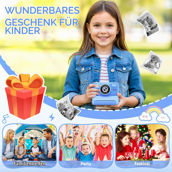 Gontence Kinderkamera, Digitalkamera Kinder, 2" Bildschirm Kinder Kamera SD Karte 32GB | 1080P HD Vi