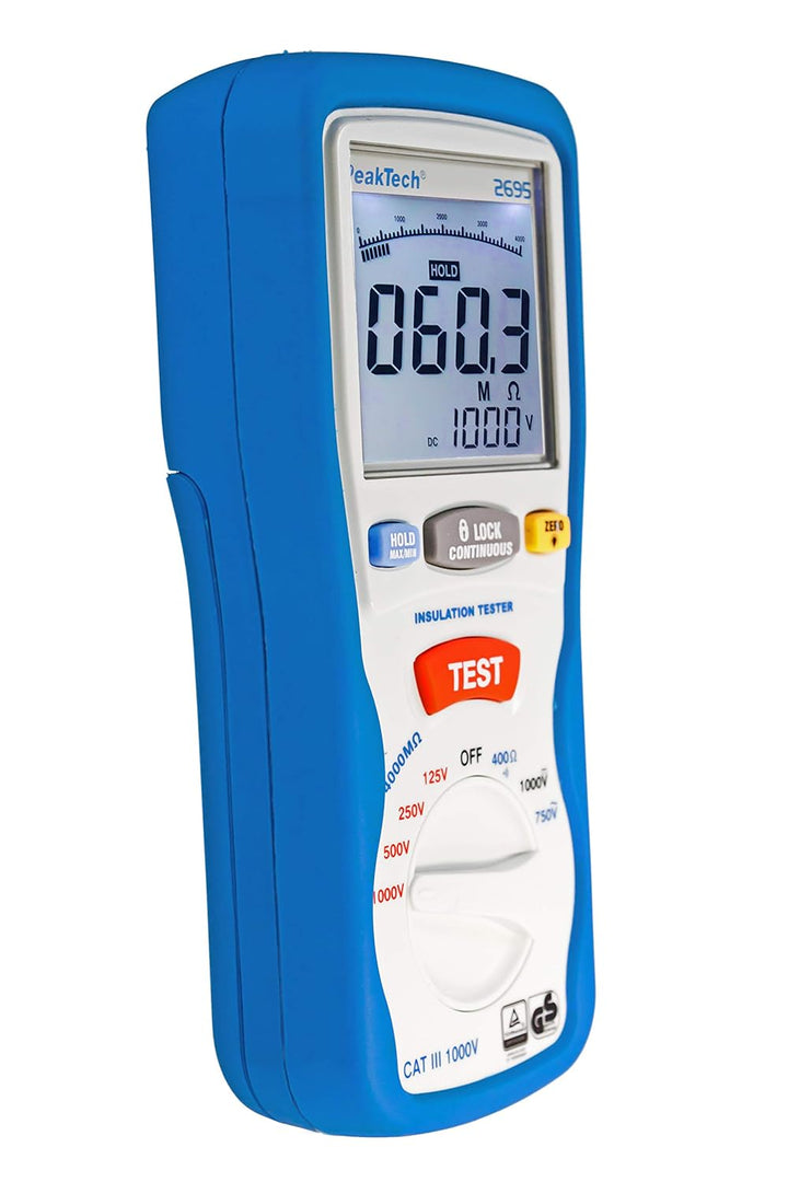 PeakTech P 2695 2695, Digitaler Isolationsmesser, 3 ½-stellig, 125/250/500/1000 V & P 8200 – Messzub