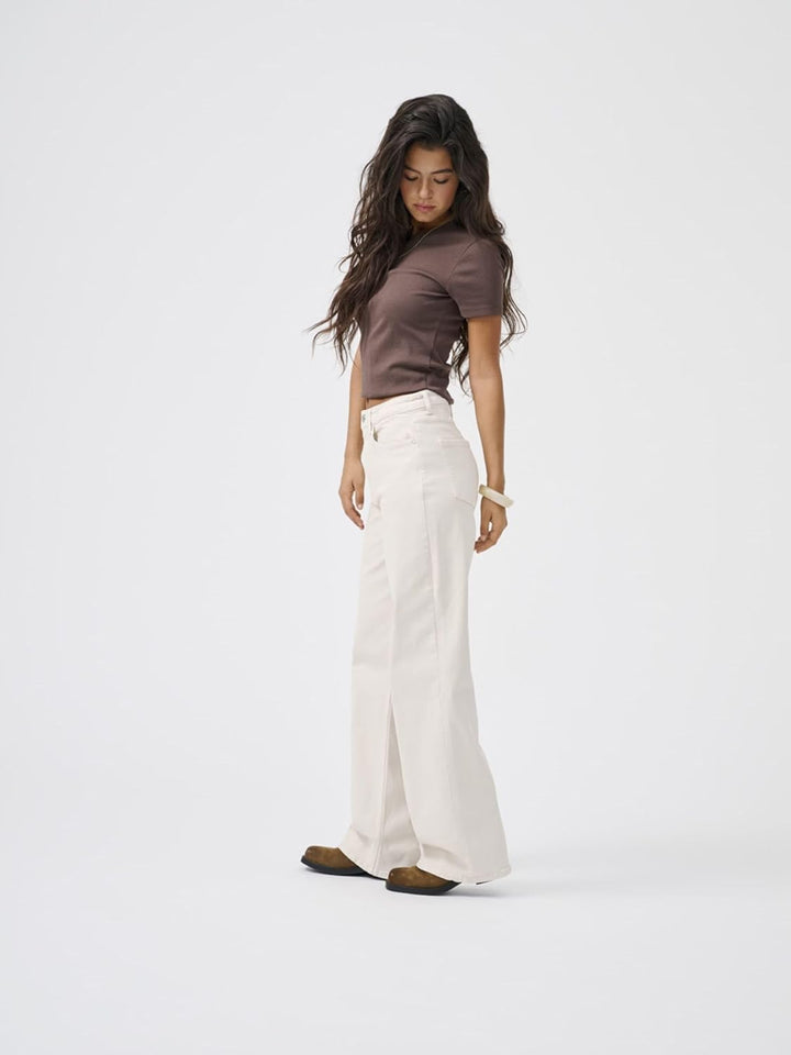ONLY Damen Onljuicy Hw Wide Leg DNM Reabox Noos Jeanshose 25W / 32L Ecru, 25W / 32L Ecru