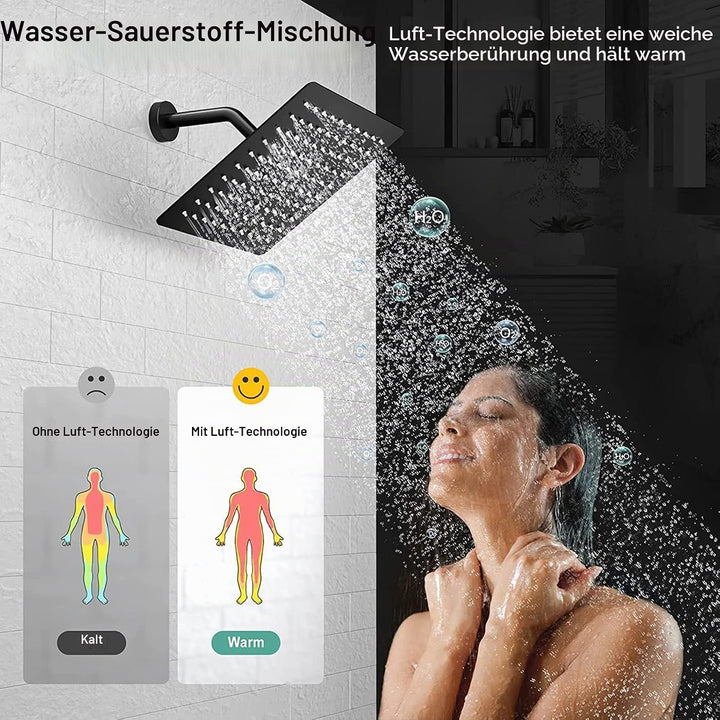 Ohotecy 12 Zoll(30cm) Regendusche Duschkopf Edelstahl AISI304 Regenbrause Anti-Kalk-Düsen Duschkopf