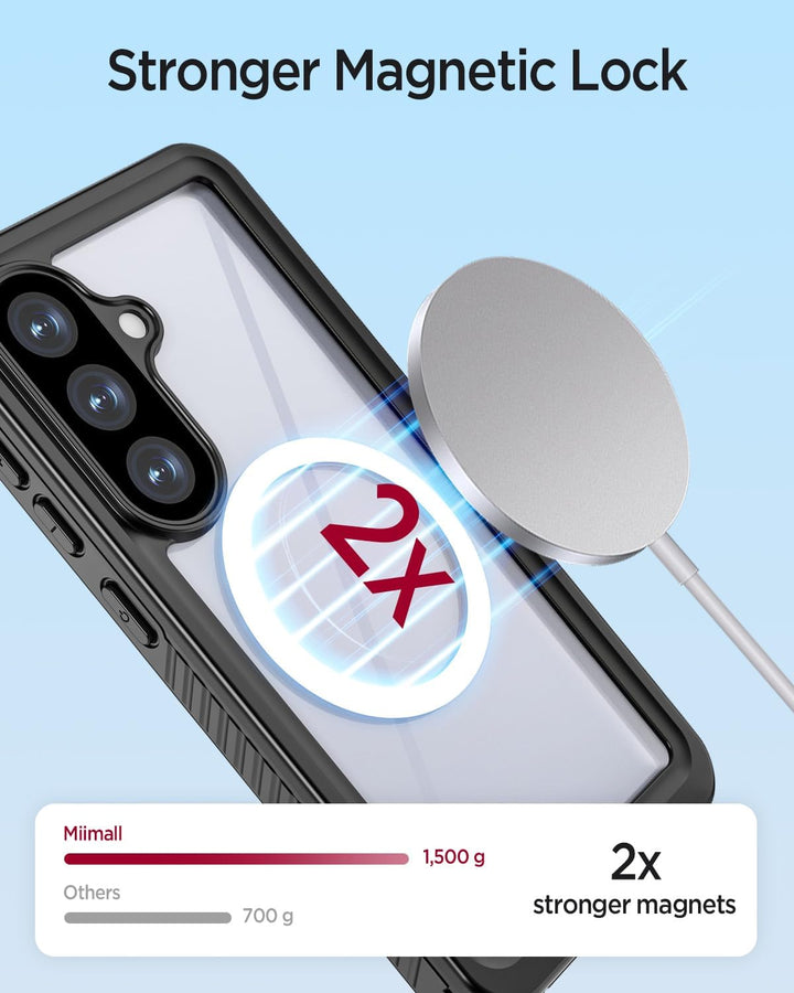 Miimall Wasserdicht Handyhülle für Samsung Galaxy S26 Plus Hülle mit Magnet, [Eingebaute Displayschu
