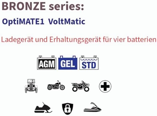TecMate Optimate 1 VoltMatic, TM-400a, 4-stufiges 6V / 12V 0.6A Batterieladegerät und -wartung
