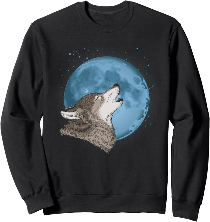 Heulender Wolf und Mond Waldtier Sweatshirt