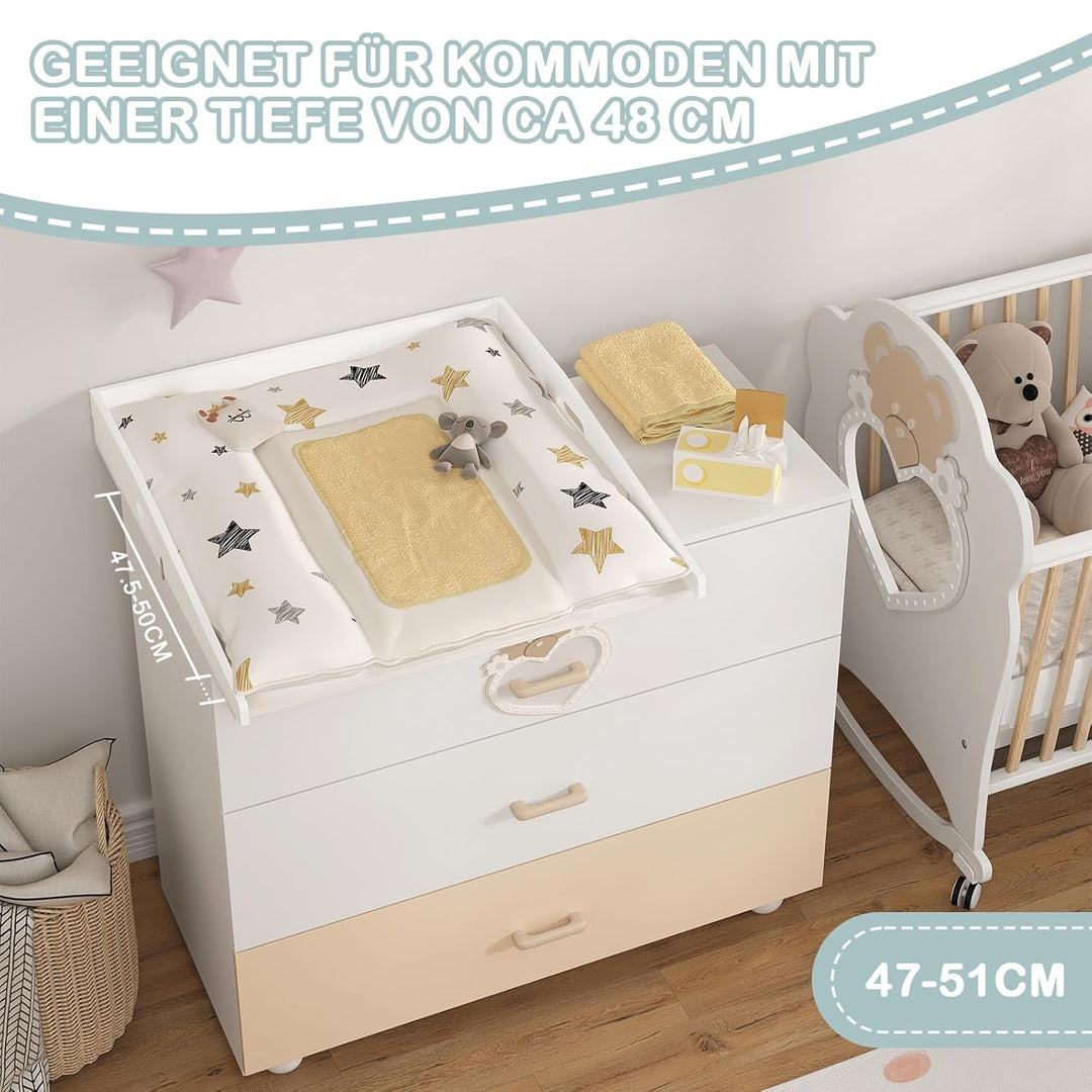 WOLTU Wickelaufsatz universal, Wickeltischaufsatz für Kommode mit Tiefe 47,5–50 cm und Breite ab 70