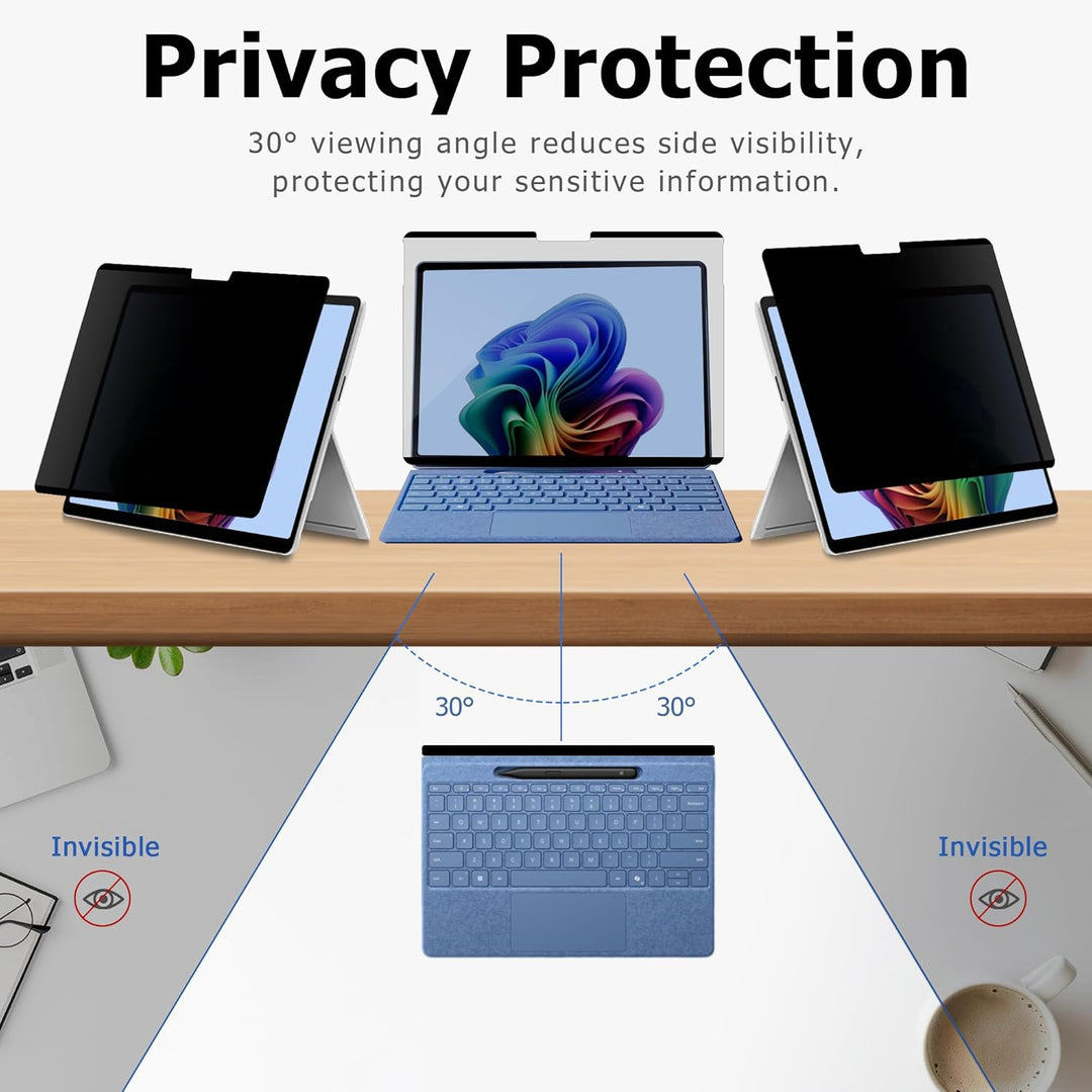 MEGOO Privacy Displayschutzfolie für Surface Laptop Go 3-2-1 12,4 Zoll, Anti-Spy, Anti-Glare, Blauli
