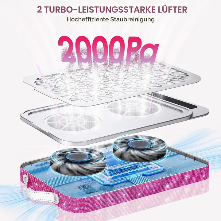 Professioneller Nagelstaub-Sammler, 2000PA leistungsstarker Nagelstaub-Vakuum-Extraktor mit 45 Einwe