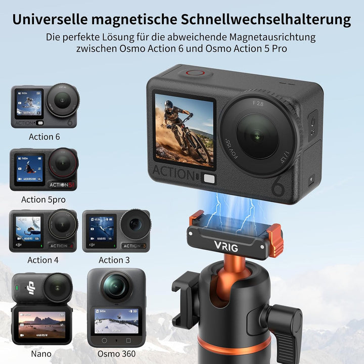 VRIG AC-90S Selfie Stick Stativ für DJI Osmo Action 6/5 Pro/ 4/ Osmo 360 | 55 cm Verlängerungsstab m