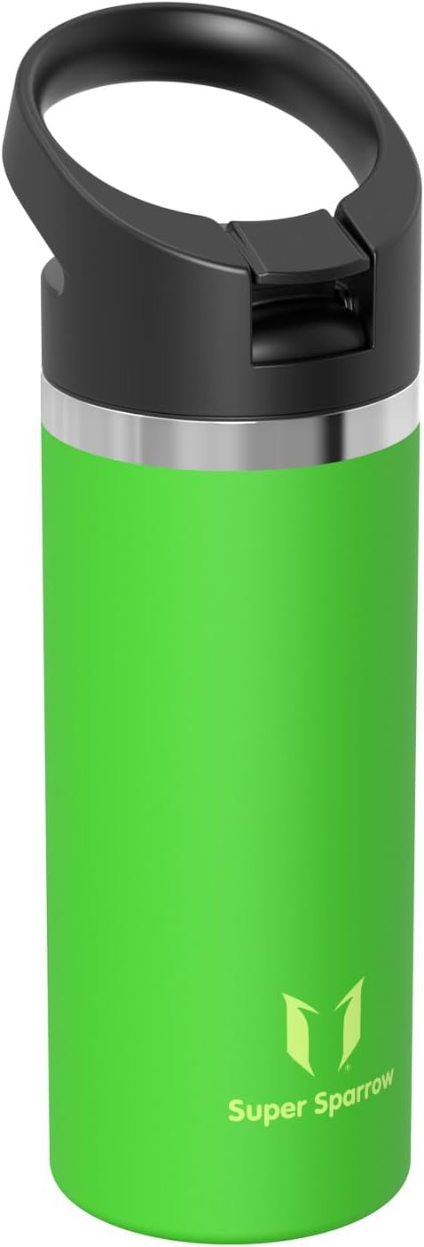 Super Sparrow Trinkflasche Kinder 500ml - Breite Öffnung SwivelSip Thermosflasche - BPA-Frei Thermos