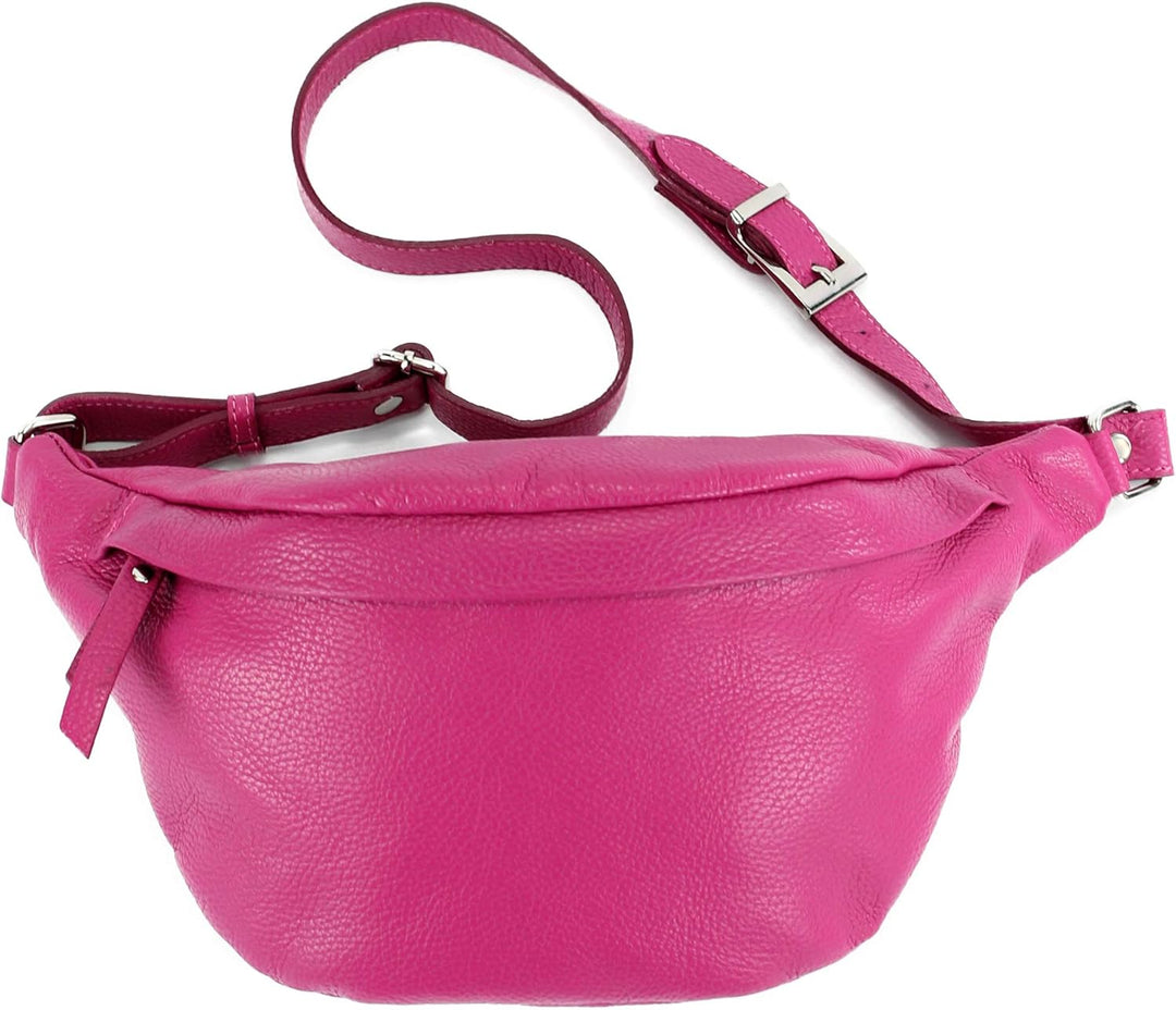 modamoda de - T77 - ital. Hüfttasche Bauchtasche Brusttasche Large aus weichem Leder, Farbe:Pink Ros