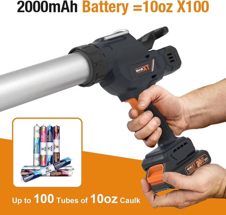 MAXXT Elektro-Dichtungsspritze für 600 ml-Kartuschen, 20V Silikonspritze mit 2000 mAh Akkus zum Dich