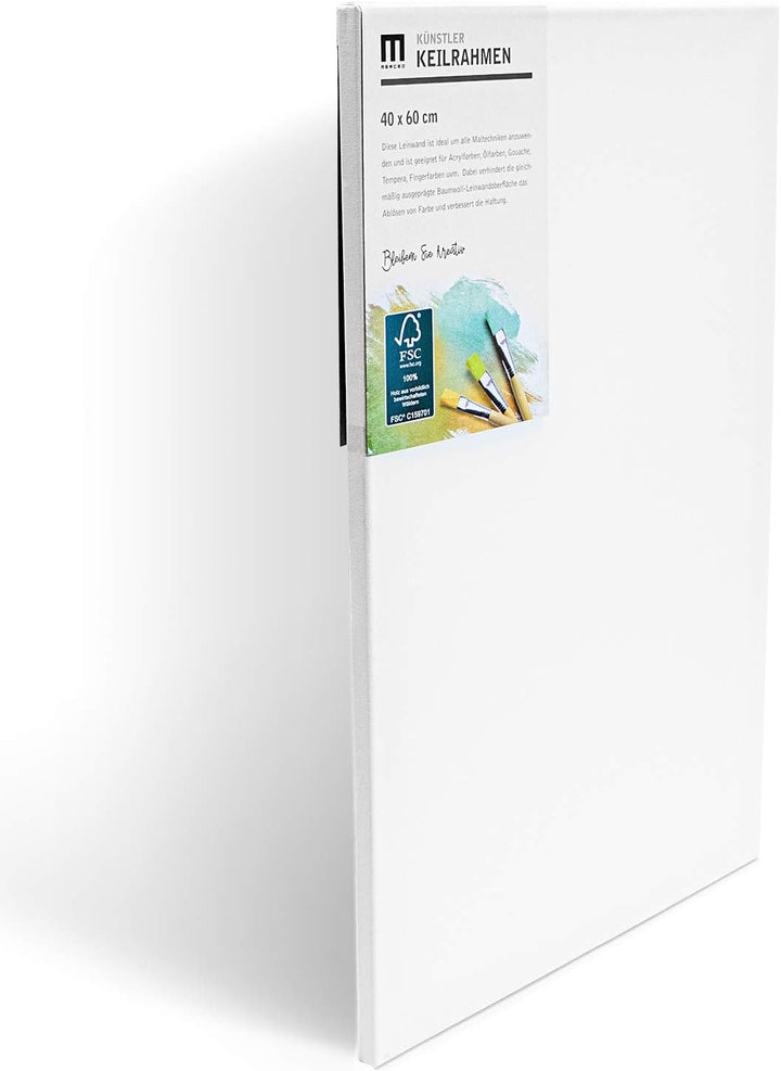 2er-Set 40x60cm Künstler-Leinwand Canvas zum Bemalen. Die leere, weisse Leinwand aus 100% Baumwolle