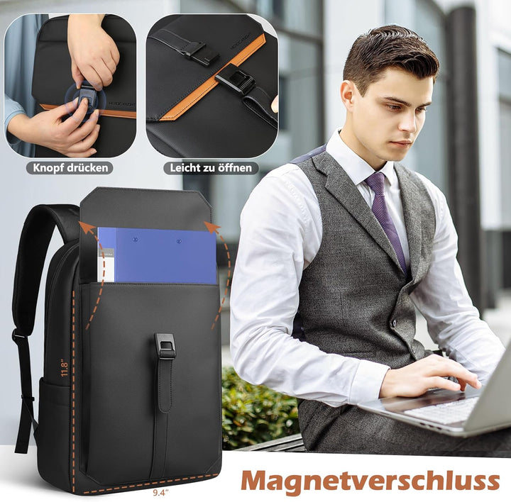 hk Slim Laptop Business Rucksack Herren Damen, rucksack mit 17,3 Zoll laptopfach Wasserdicht, Tagesr