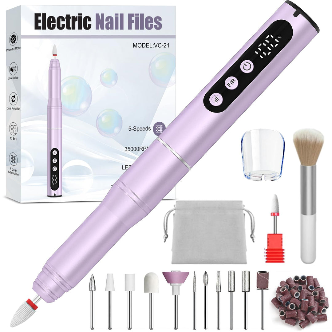 Nagelfräser Kabellos, 35000 U/Min Elektrische Nagelfeile, 13 in 1 Fräser Nägel Professionell, Nagelf