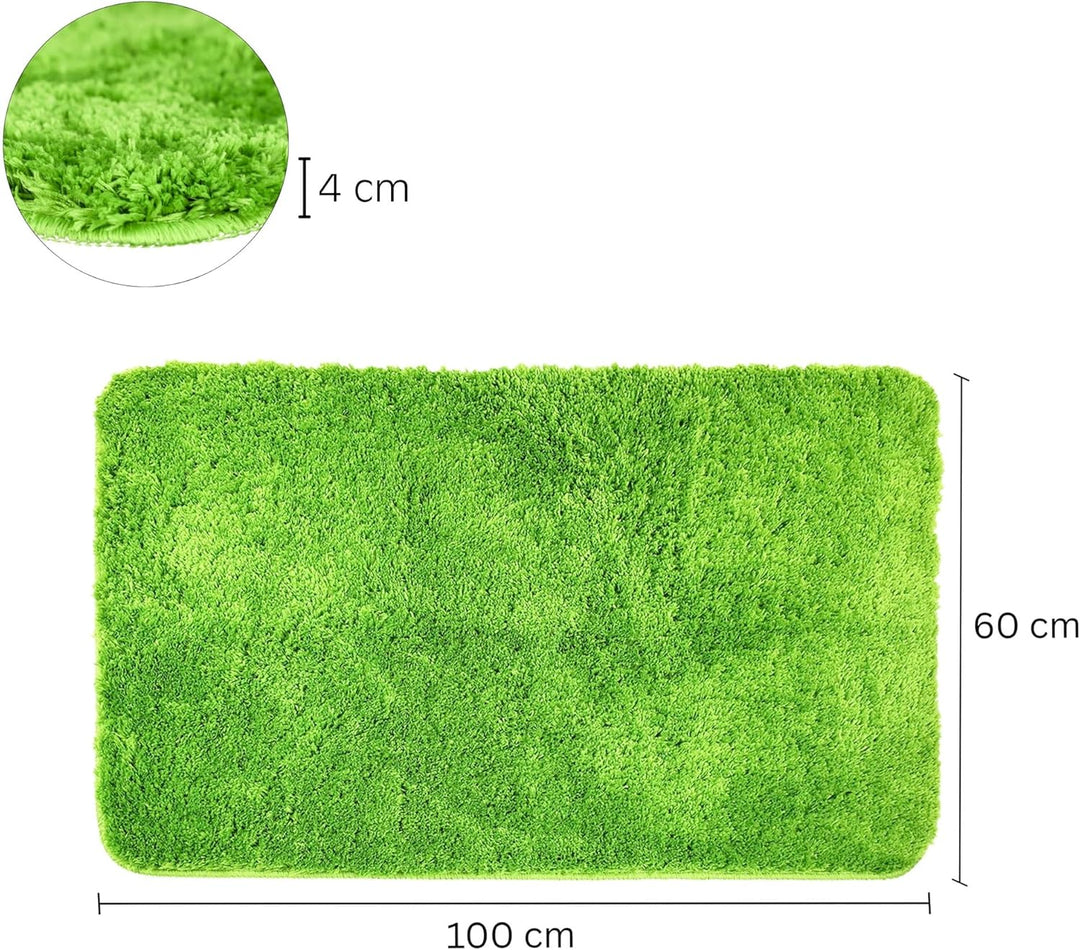 WohnDirect Badezimmerteppich gross Grün - Badematte rutschfest 60 x 100 cm - Badteppich Set, waschba