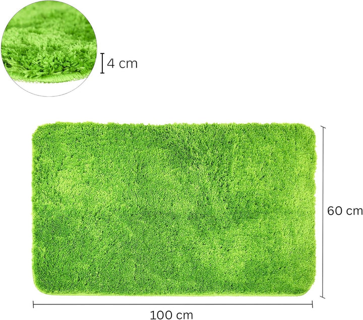 WohnDirect Badezimmerteppich gross Grün - Badematte rutschfest 60 x 100 cm - Badteppich Set, waschba