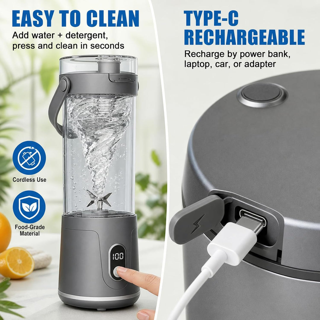 Tragbarer Mixer 500ml, Smoothie Maker To Go, Mini Smoothie Maker, Protein Shaker Elektrisch, Elektri