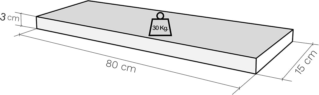 Henor Wandregal FSC® Holzwandregal 80 x 15 x 3 cm. Laden Sie 30 kg. Graphit 80 Graphit 15 Cm, 80 Gra