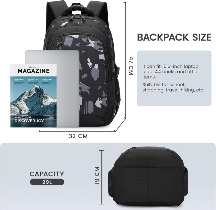 Amythe Rucksack Teenager Schulrucksack - Lässiger Daypack Herren, Schultasche für Jungen der 4.- 9.