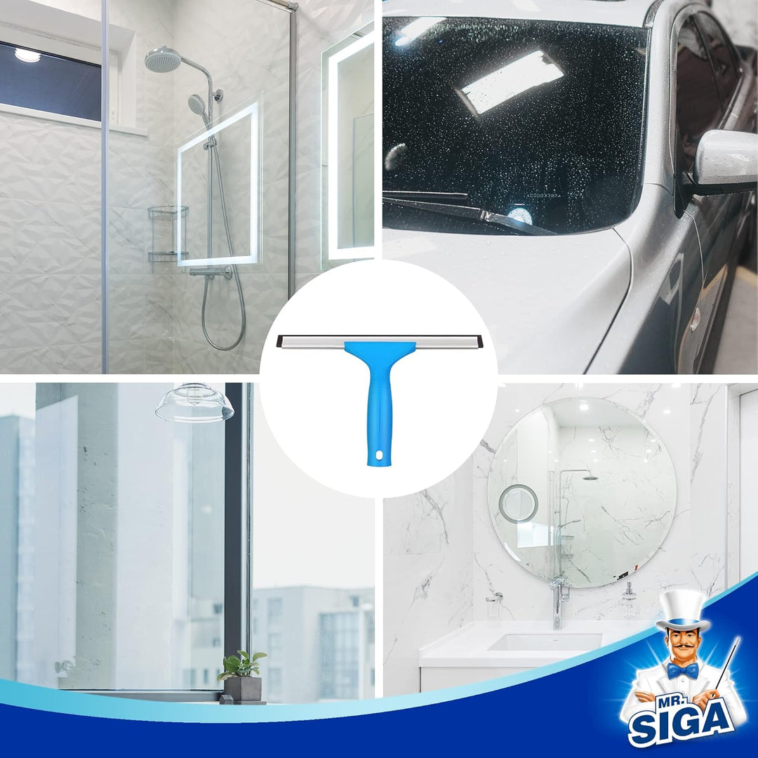 MR.SIGA Professional Fensterreinigungs-Set – Abzieher & Mikrofaser-Fensterwischer, 25 cm 25 cm Schwa