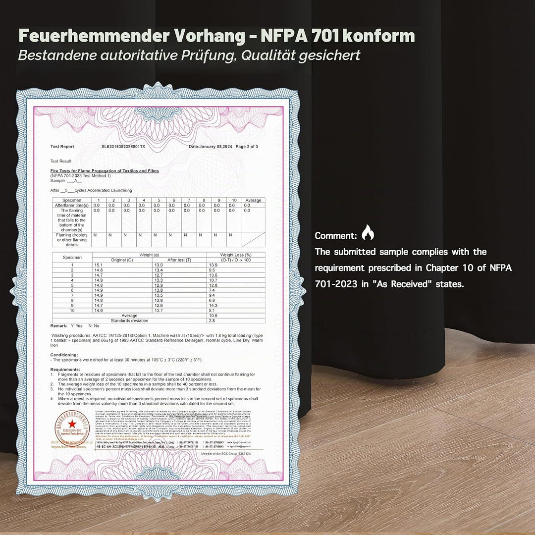 Upcortinassi Feuerhemmender Vorhang, schwer entflammbar, Verdunkelungsvorhänge für Schule, Klassenzi