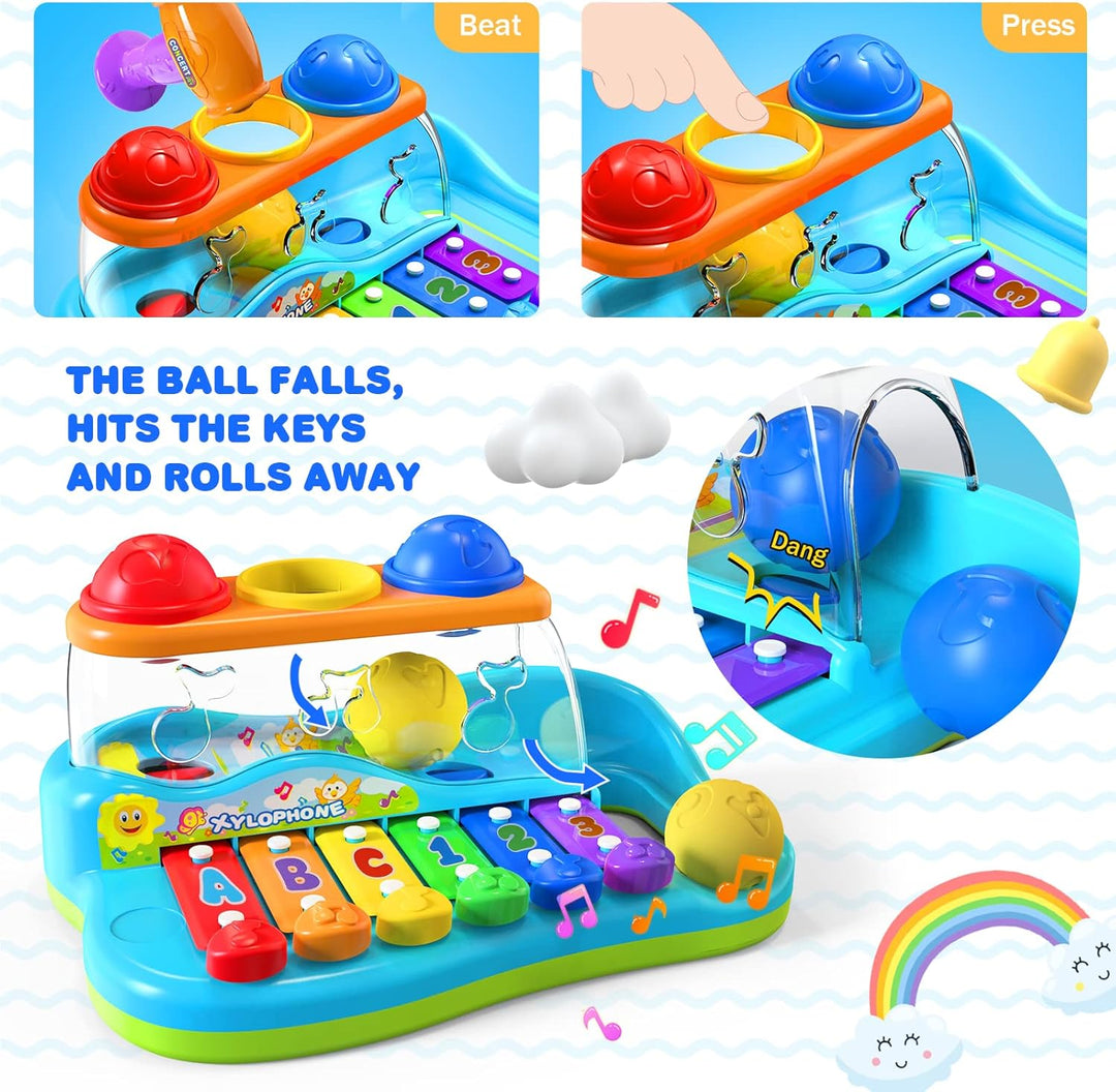 Yerloa Xylophon mit Hammerspiel Spielzeug , Baby Musikspielzeug ab 1 Jahr, Musikinstrument Keyboard