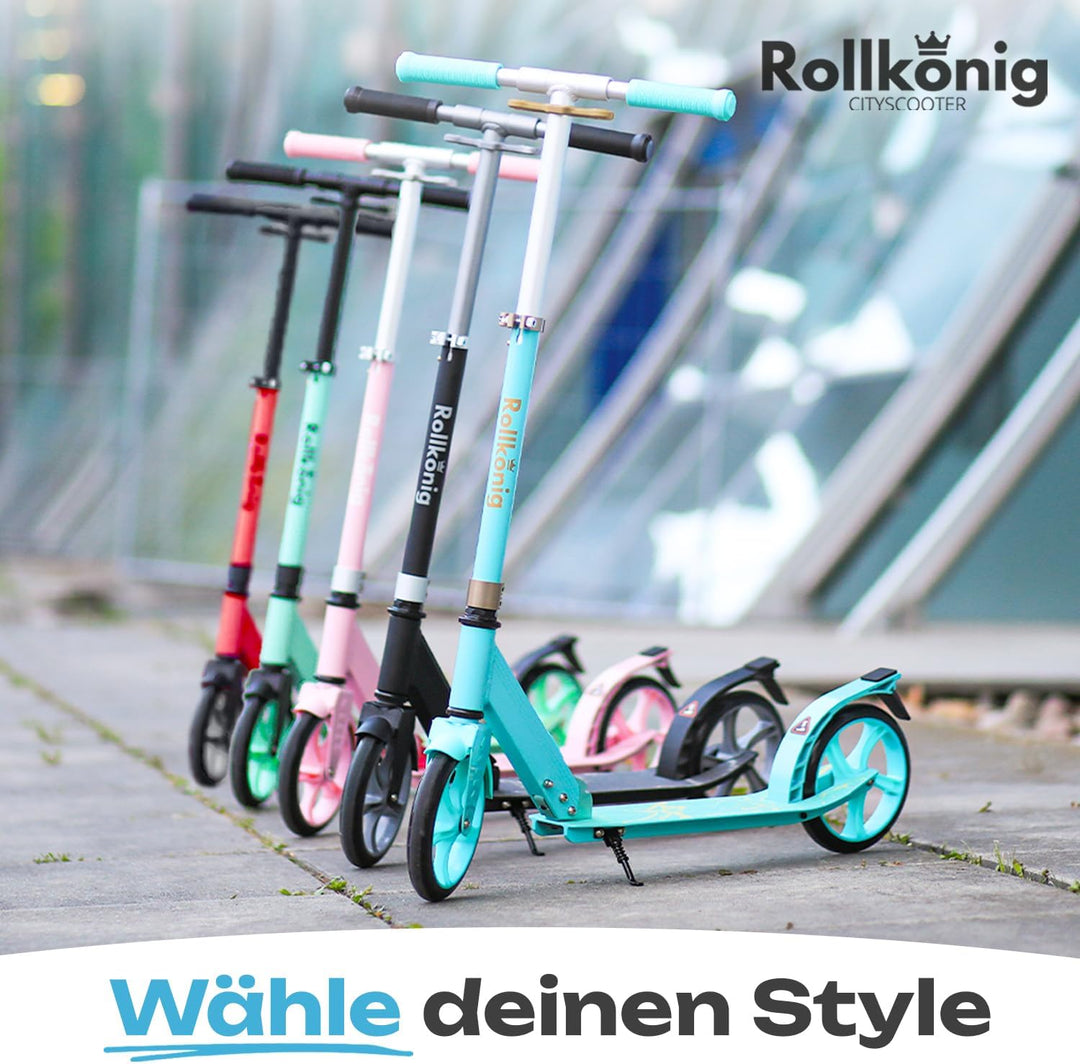 Rollkönig ® Scooter für Kinder ab 5 Jahren I Der Faltbare City-Scooter mit grossen Rädern I Tret-Rol