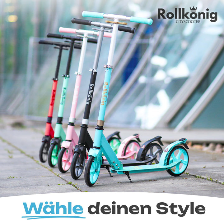 Rollkönig ® Scooter für Kinder ab 5 Jahren I Der Faltbare City-Scooter mit grossen Rädern I Tret-Rol