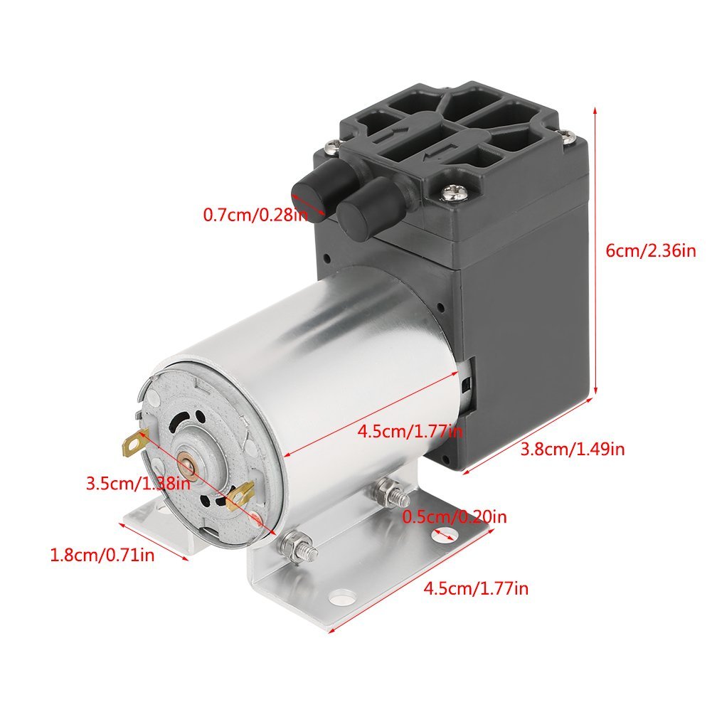 Mini Vakuumpumpe, DC 12 V 5L / min 120kpa Mikropumpe Unterdruck-Saugpumpen mit Halter zur Probenahme
