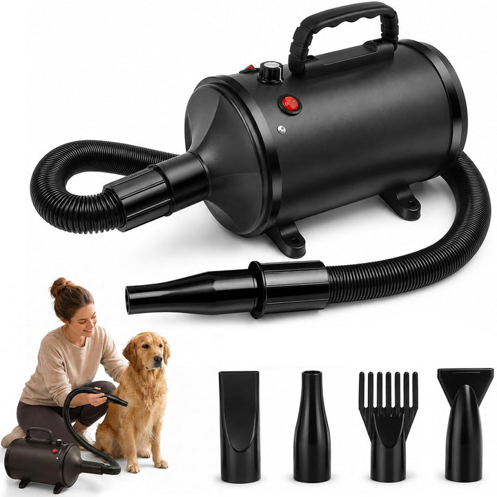4500W Hundefön Blower Sehr Leise - Pet Dryer Hundetrockner Blower mit Einstellbarer Windgeschwindigk