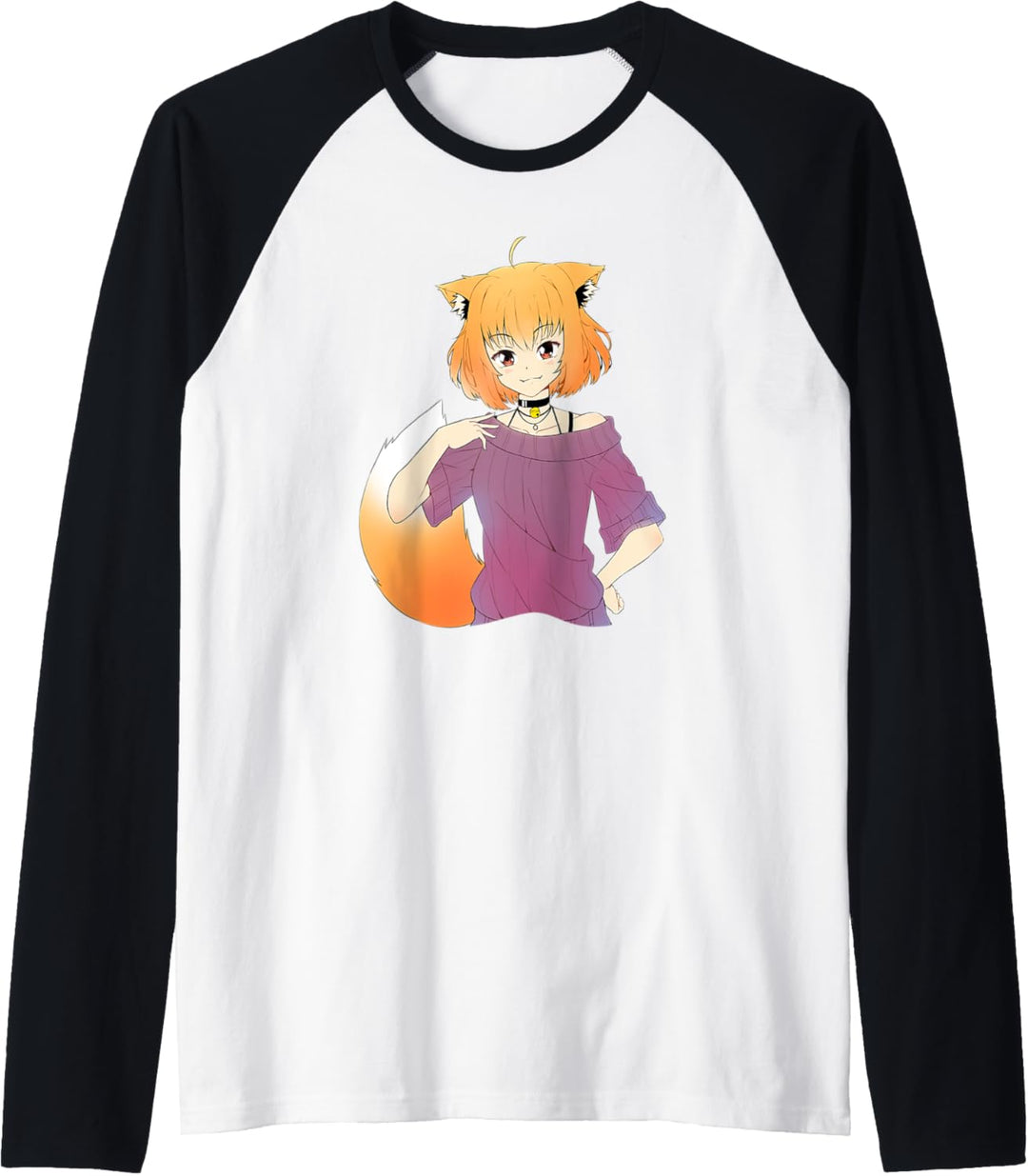 Lustiges japanisches Anime Fuchs Mädchen – Kawaii Anime Manga Otaku Raglan
