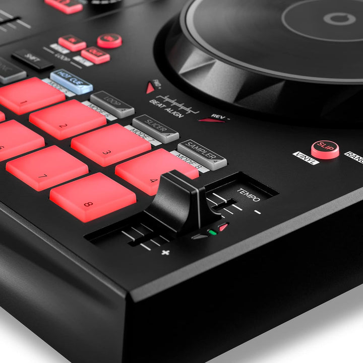 Hercules DJControl Inpulse 300 MK2 – USB-DJ-Controller – 2 Decks mit 16 Pads und eingebauter Soundka