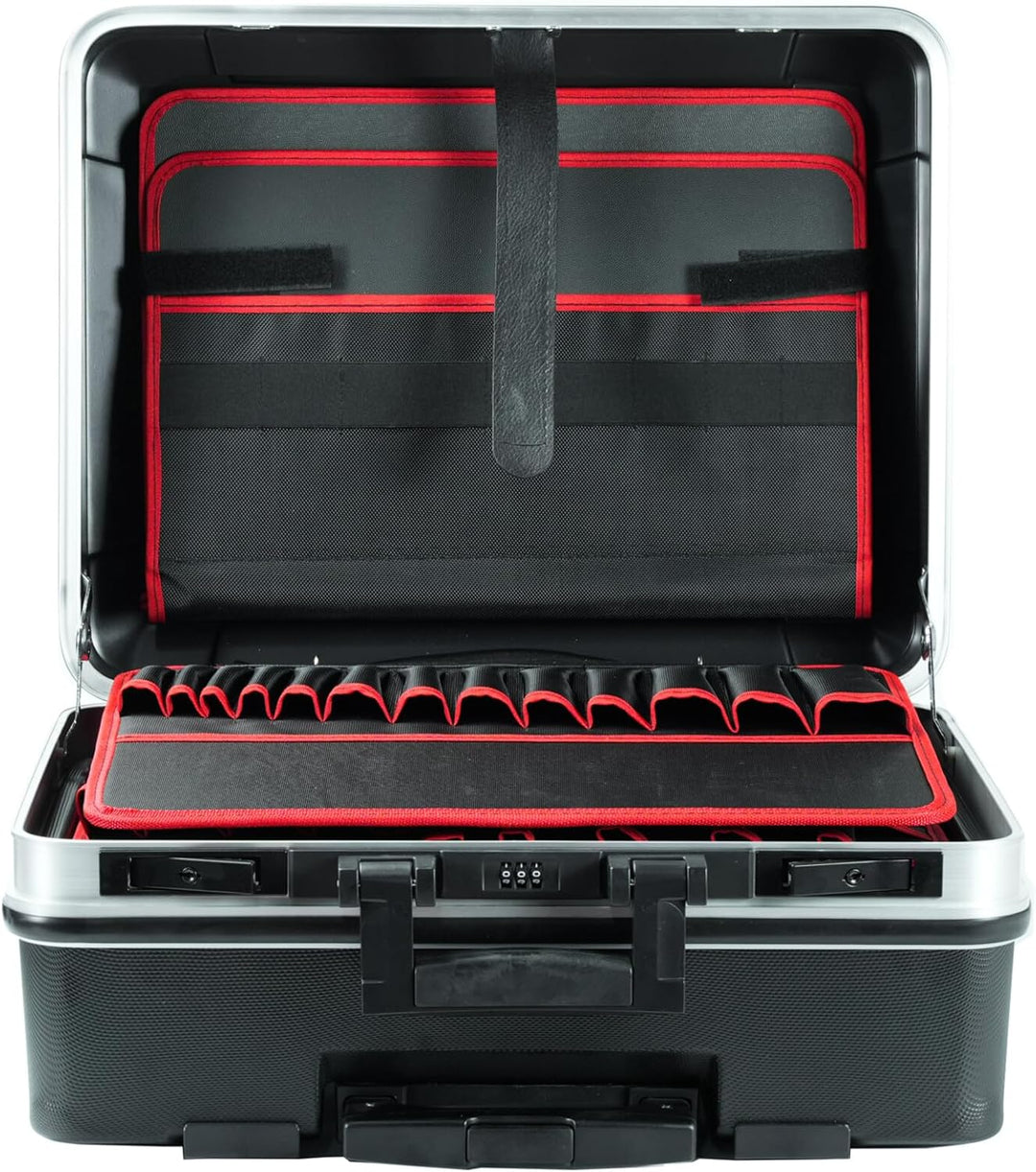 STIER Werkzeugkoffer Trolley leer, robuster Rollkoffer mit ABS-Kunsstoff & Aluminium, Toolbox schwar