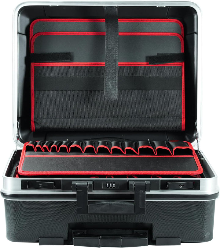 STIER Werkzeugkoffer Trolley leer, robuster Rollkoffer mit ABS-Kunsstoff & Aluminium, Toolbox schwar