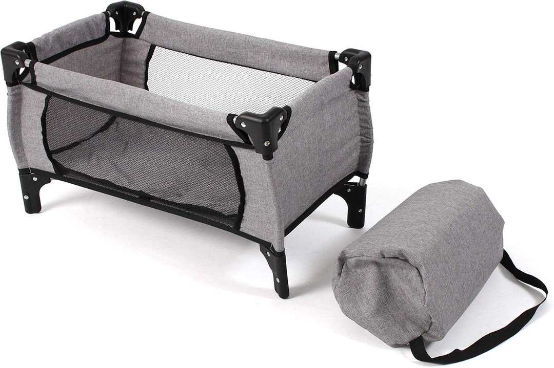 Bayer Chic 2000 653-19, Puppenbett Reisebett Deluxe für Baby-Puppen, Jeans grau