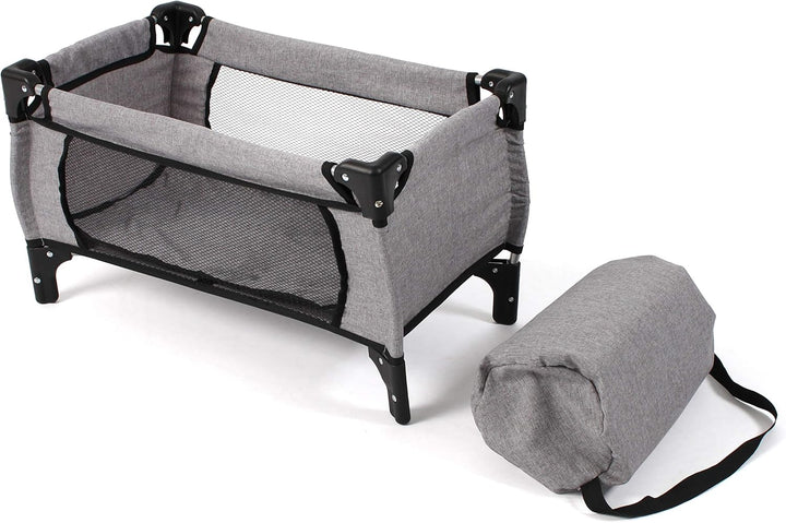 Bayer Chic 2000 653-19, Puppenbett Reisebett Deluxe für Baby-Puppen, Jeans grau