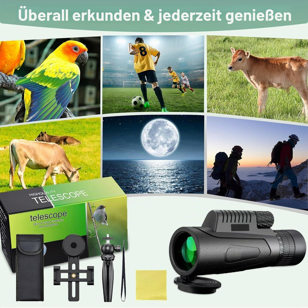 Monocular, 10-30x50 Monocular Telescope, für Erwachsene und Kinder, FMC BAK4 Prisma, Monokular klein