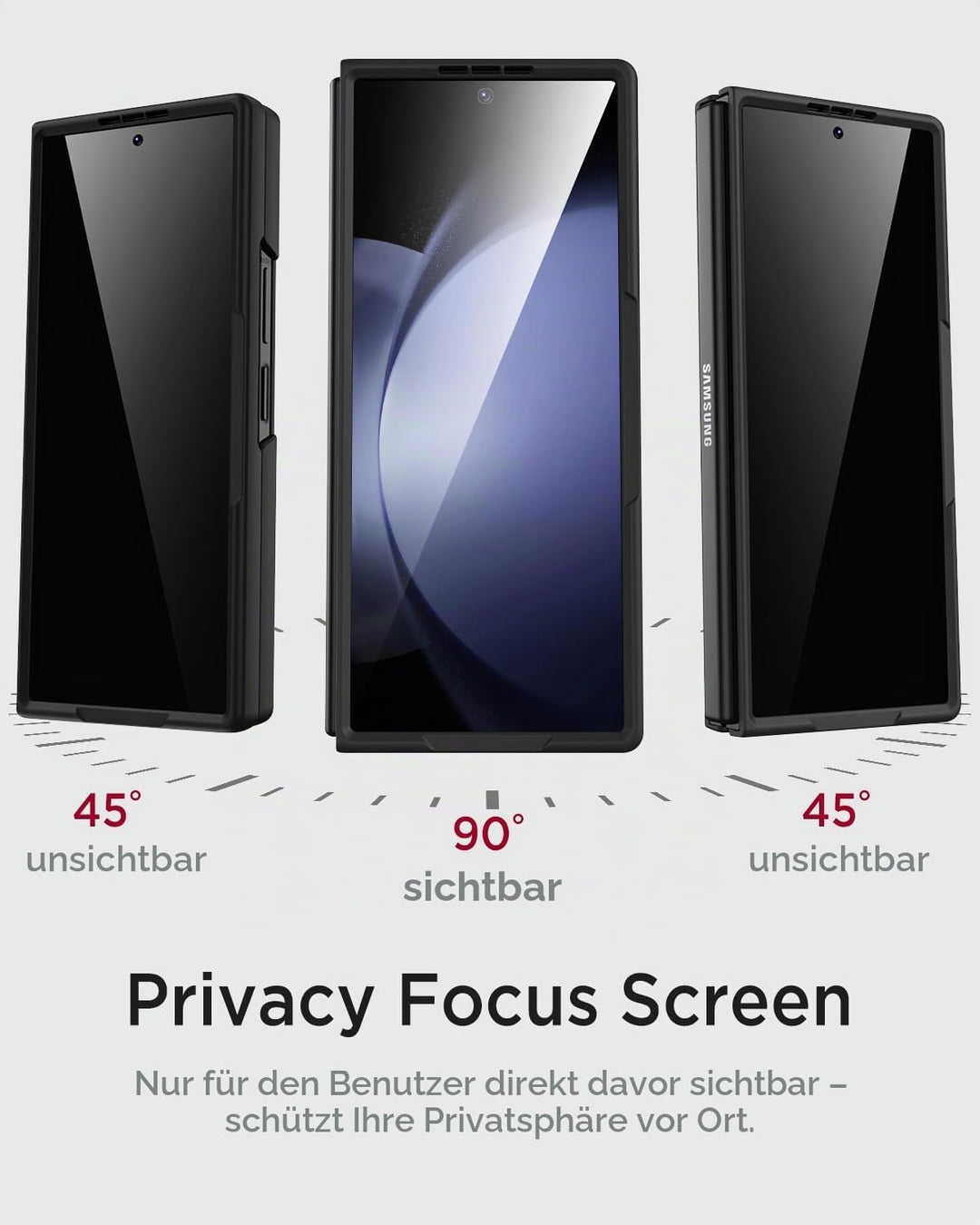 Miimall Kompatibel mit Samsung Galaxy Z Fold 5 Hülle mit S-Pen & Stifthalter, [Anti-SPY Displayschut