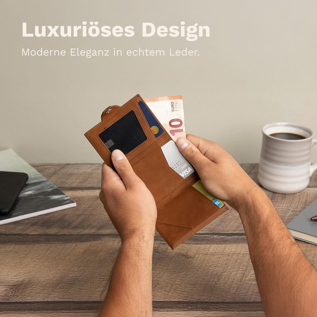 DONBOLSO Wallet NextGen Leder I Slim Wallet mit Münzfach I Geldbeutel mit RFID Schutz I Kartenetui b