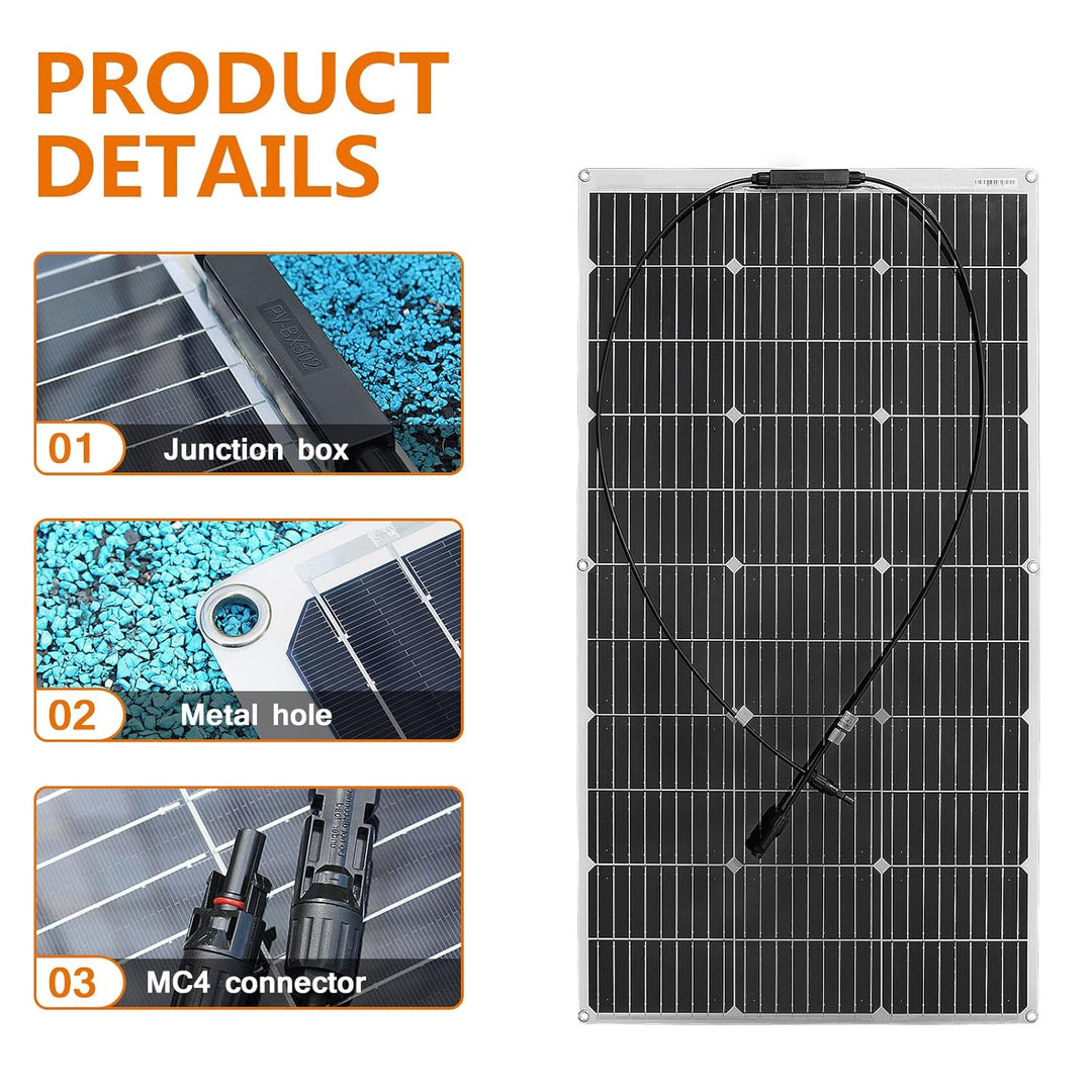 1000W 12V Flexibel Solarpanel 10x100W 18V Monokristalline Photovoltaik Solarmodule für Batterien, Wo