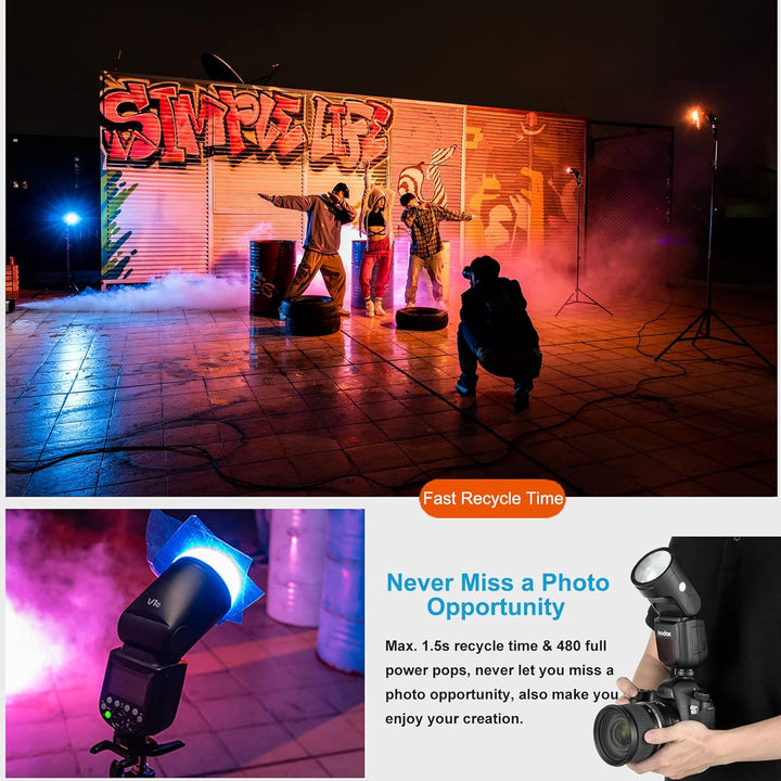 Godox V1O Professional Blitzgerät Speedlite Kompatibel mit Olympus/Panasonic Kameras, Runder Kopf Ka