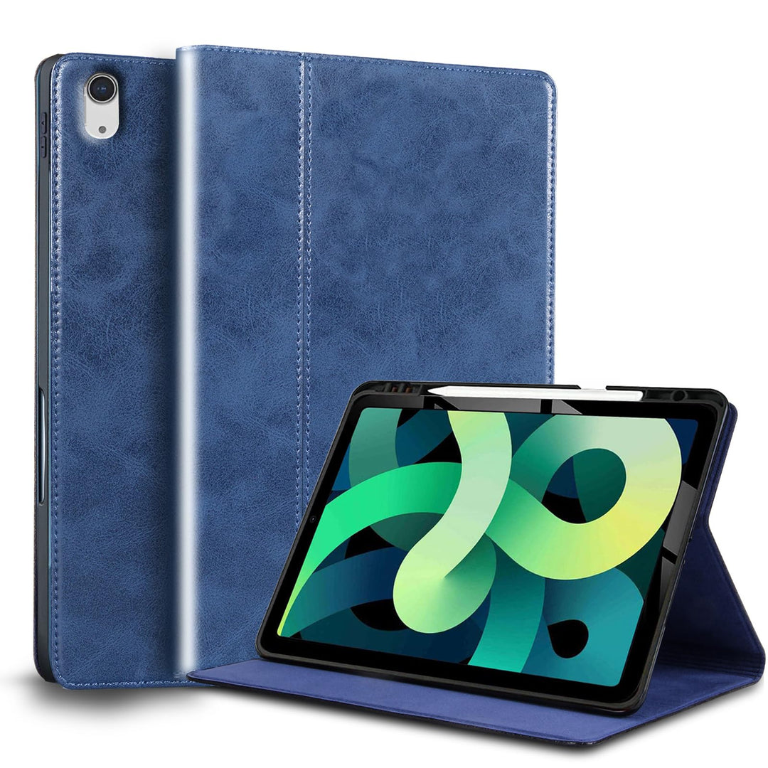 Gexmil Hülle für iPad 10. Generation 2022 10,9 Zoll Echt Leder Hülle mit Stylus Halter Anti-Fingerab