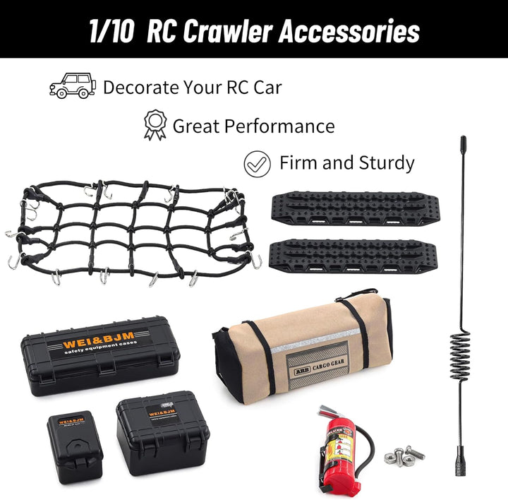 Ezweiji RC Crawler Zubehör, 1/10 Truck Dachträger Rc Zubehör Set 8 in 1 Tankaufbewahrungsbox, Gepäck