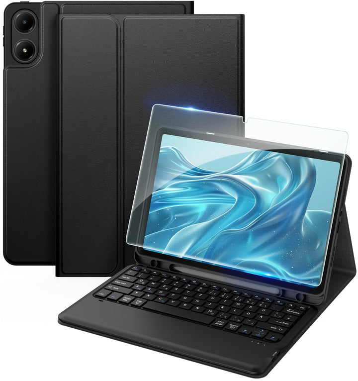 EasyAcc Tastatur Hülle Kompatibel mit Redmi Pad Pro 12.1 / Xiaomi Poco Pad 12.1 2024 mit Schutzfolie