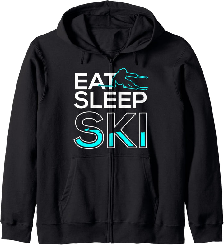 Eat Sleep Ski Repeat Motiv für einen Skifahrer Kapuzenjacke