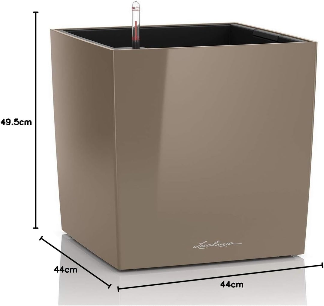 LECHUZA CUBE Premium 50 taupe hochglanz 16565 49x49x49.5 cm Taupe Hochglanz, 49x49x49.5 cm Taupe Hoc