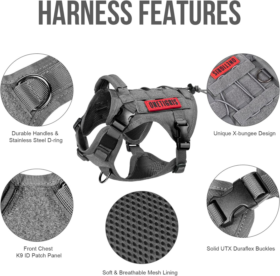 OneTigris Hundegeschirr, FIRE WATCHER Taktische Geschirr Sicherheitsgeschirr Hunde Hundeweste mit 1