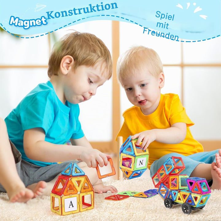 ECHOCUBE Magnetic Building Blocks Set 70PCS - Educational Magnet Tiles mit Hellen Farben, Kinder Con