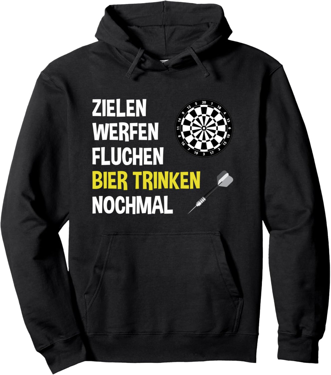 Zielen Werfen Fluchen Bier trinken nochmal Darts Geschenk Pullover Hoodie