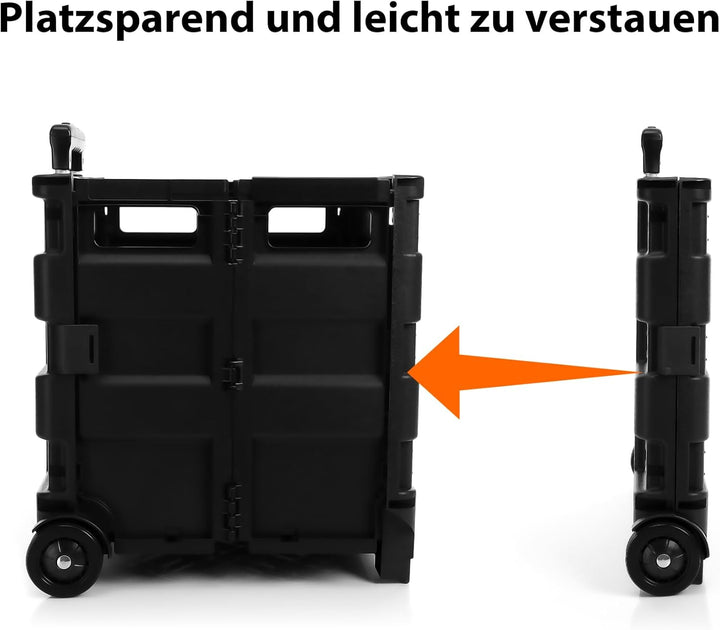 BigDean Einkaufstrolley klappbar belastbar bis 35kg - Transportbox mit Rollen klappbare Einkaufskist