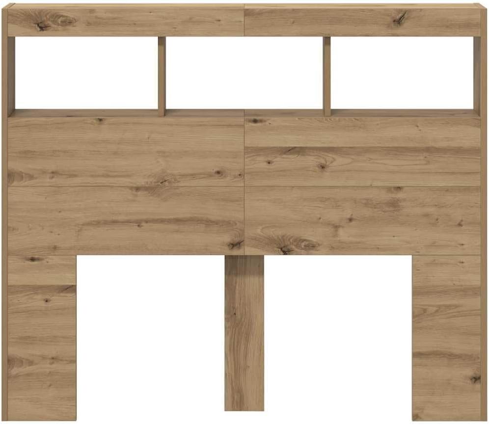 vidaXL Artisan Eichen Kopfteil mit blauen Regalen Massives Holzdesign Stylisches und funktionales Be